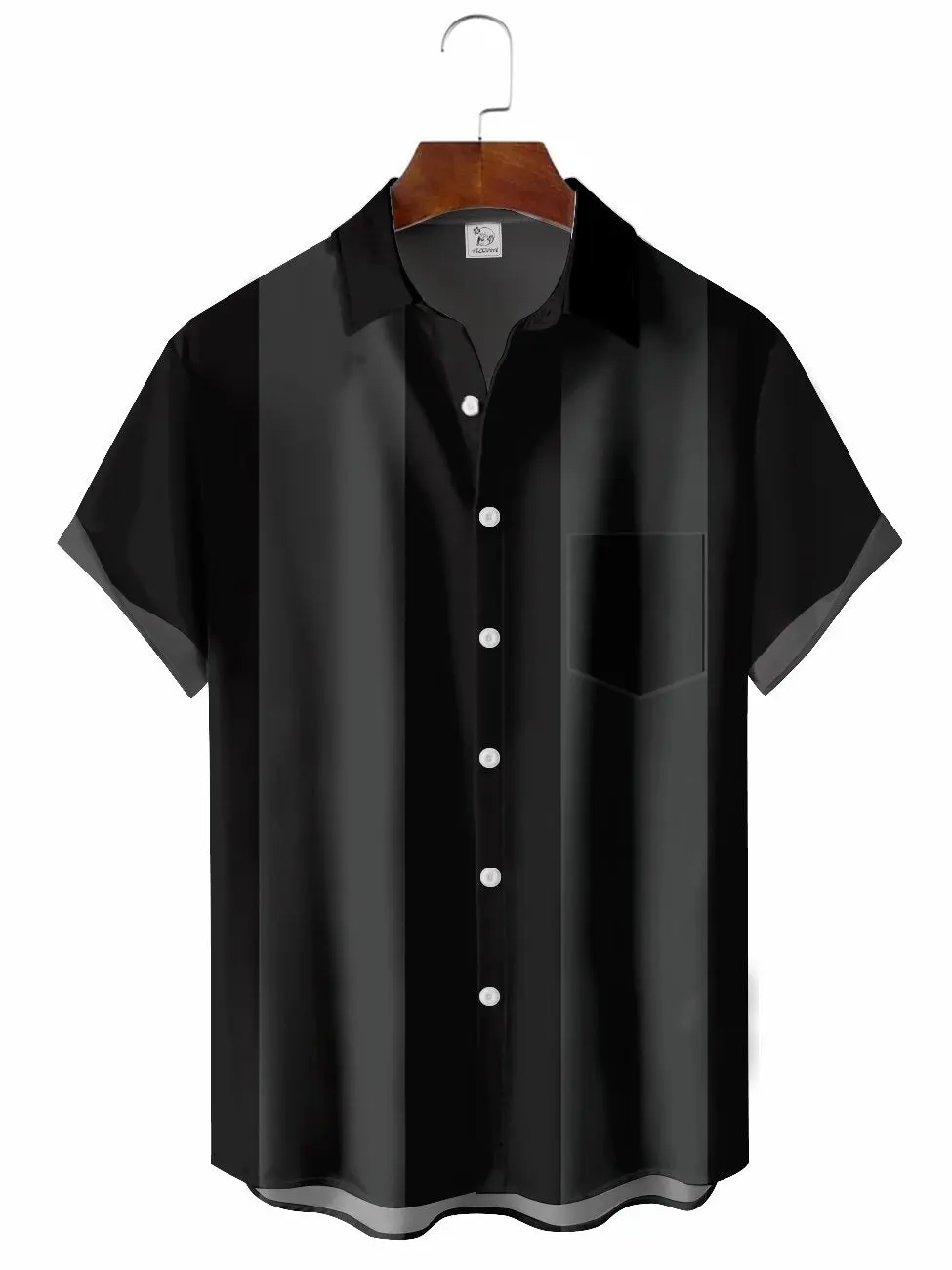 Men's Solid Bowling Casual Hawaiian Shirt BGR2765375 - Boogor