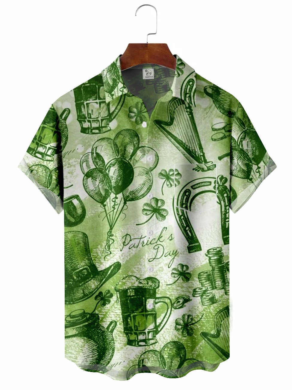 Men's St.Ptrick's Day Pattern Casual Hawaiian Shirt BGR2765164 - Boogor