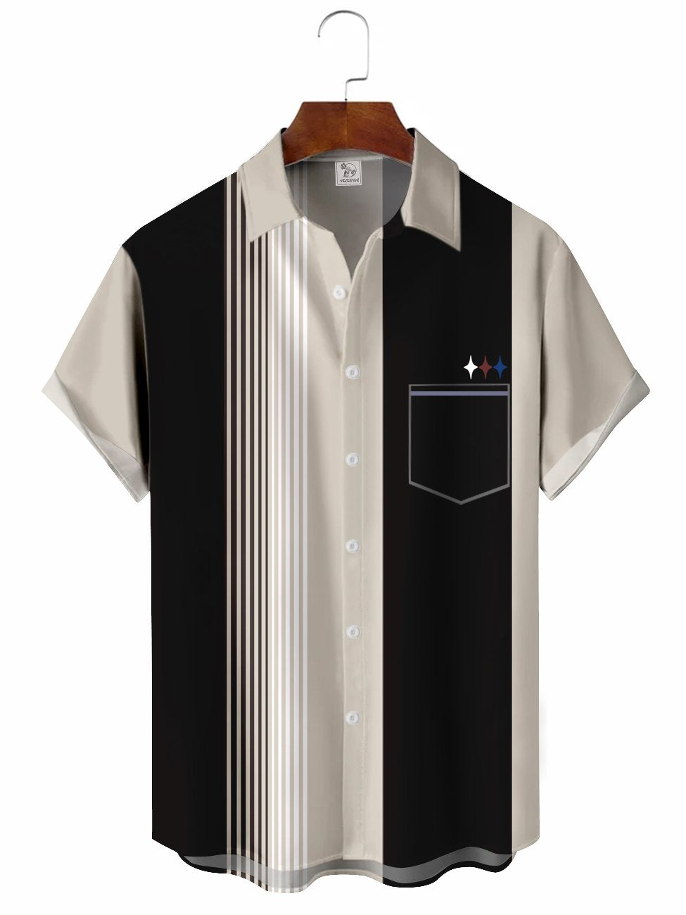 Men's Stripes Bowling Casual Hawaiian Shirt BGR2765165 - Boogor