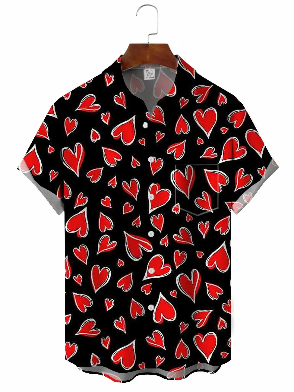 Men's Valentine's Day Heart Hawaiian Shirt BGR2765264 - Boogor