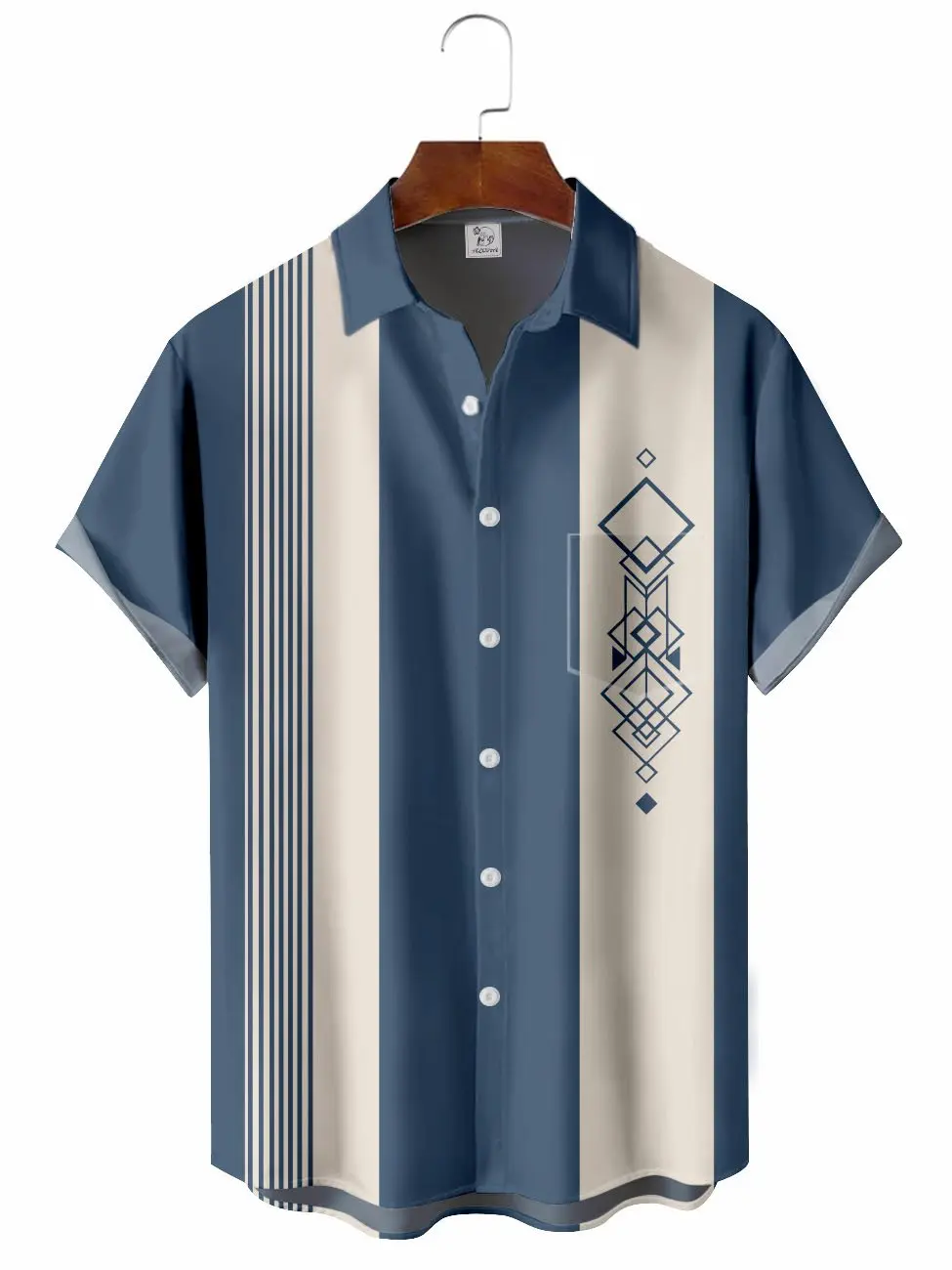 Men's Vintage 50's Geometry Bowling Hawaiian Shirt BGR2765289 - Boogor