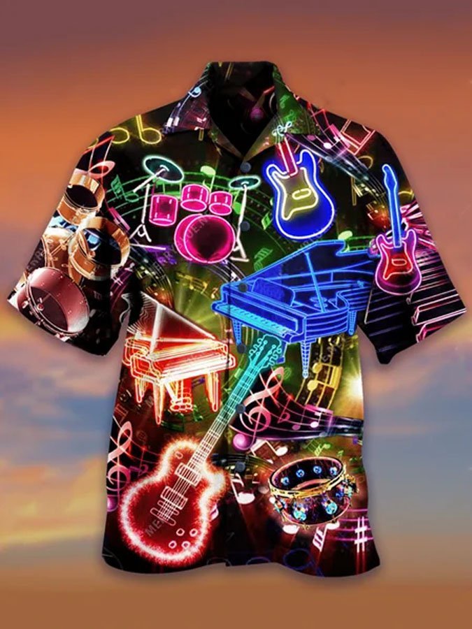 Men's Where Words Fail Music Speaks colorful hawaiian shirt BGR2765302 - Boogor