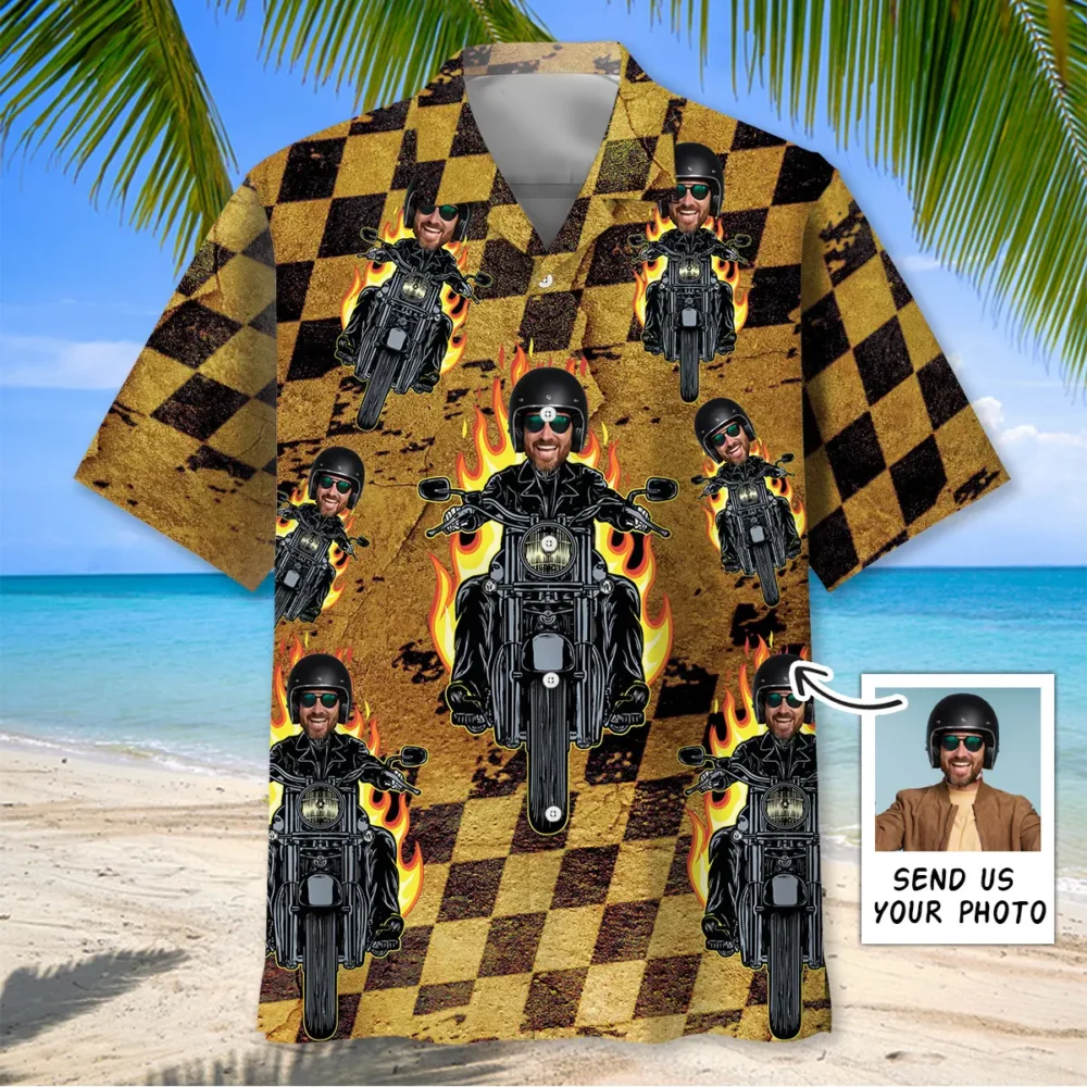 Motorcycle Racing Custom Photo Hawaiian Shirt BGR2764834 - Boogor