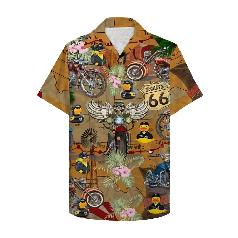 Motorcycle Rubber Duckie Unisex Hawaiian Shirt Aloha Shirt BGR2765647 - Boogor
