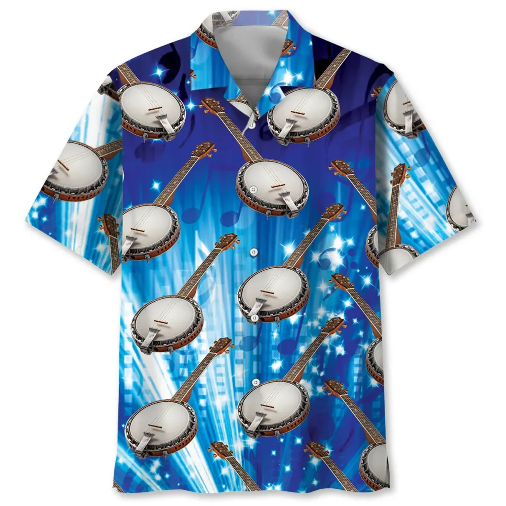Music Banjo Blue Hawaiian Shirt BGR2764953 - Boogor