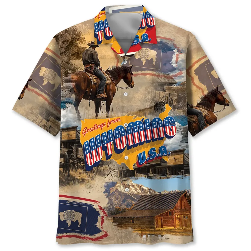 Nostalgic Wyoming State Hawaiian Shirt BGR2764815 - Boogor