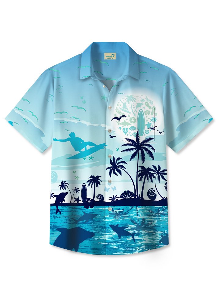 Ocean Beach Surf Coconut Tree Summer Vacation Hawaiian Shirt BGR2765313 - Boogor