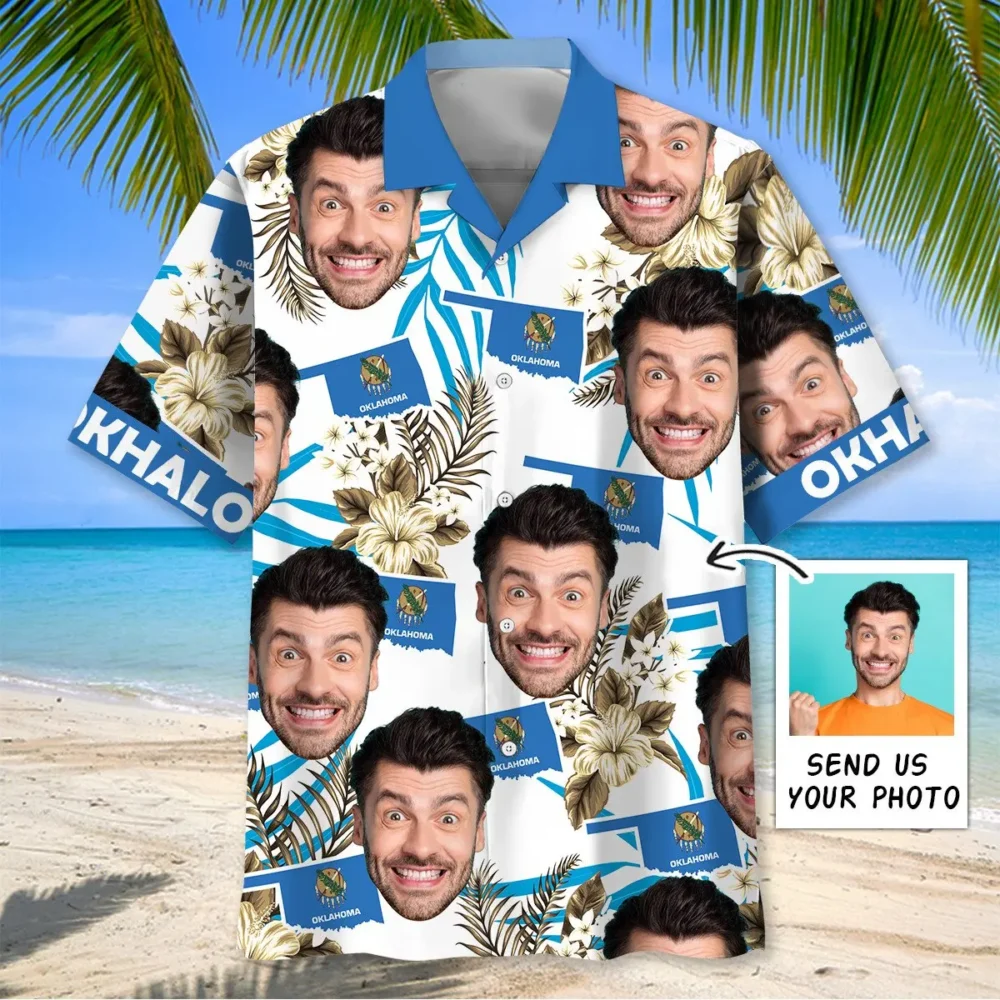 Oklahoma State Custom Photo Face Hawaiian Shirt BGR2764877 - Boogor