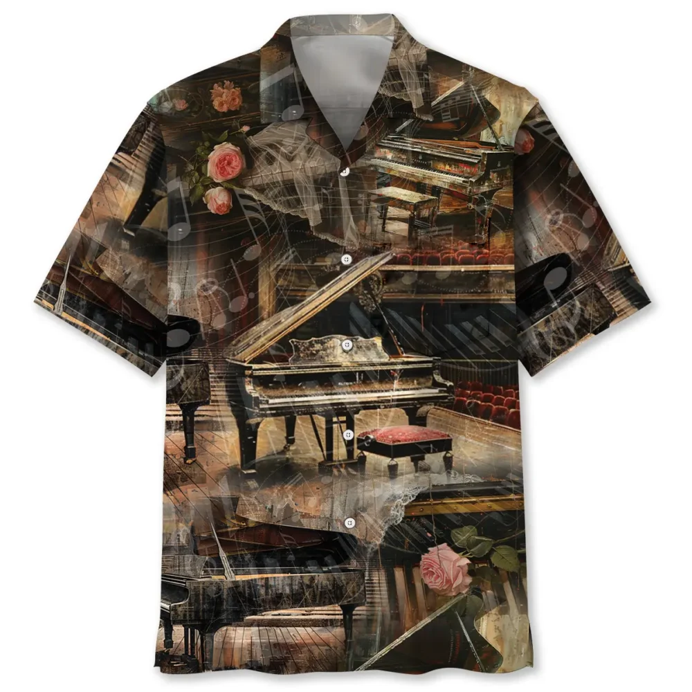 Old VIntage Piano Rose Hawaiian Shirt Pocket BGR2764832 - Boogor