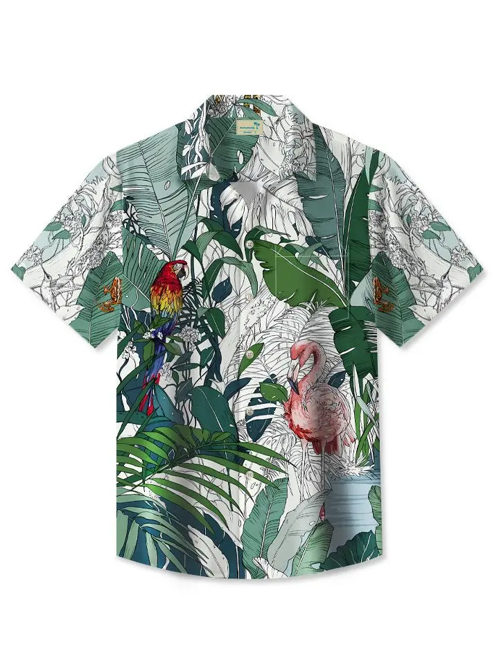 plant flower summer flamingo casual vacation Hawaiian Shirt BGR2765186 - Boogor