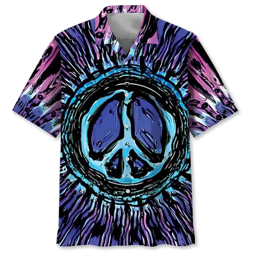 Psychedelic Hippie Peace Symbol Hawaiian Shirt BGR2764981 - Boogor