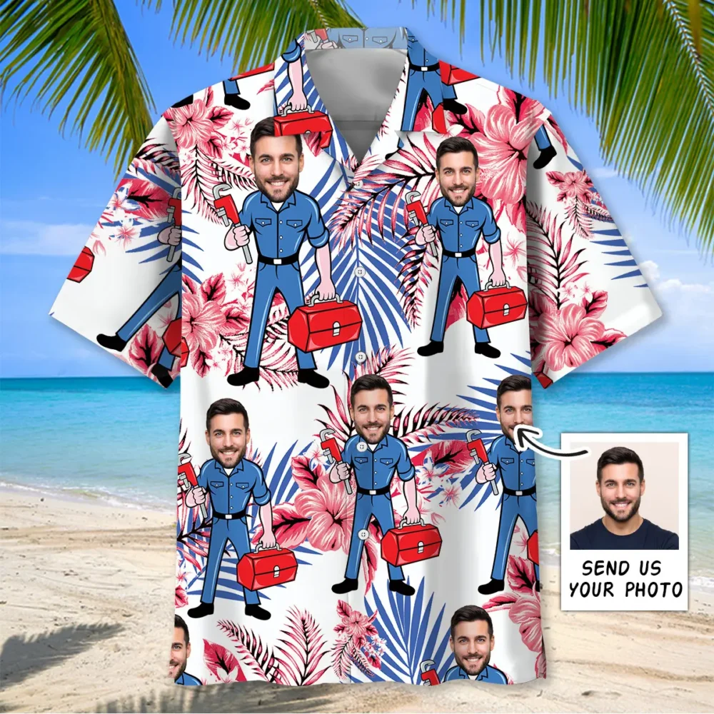 Repair Man Custom Photo Face Hawaiian Shirt BGR2764806 - Boogor