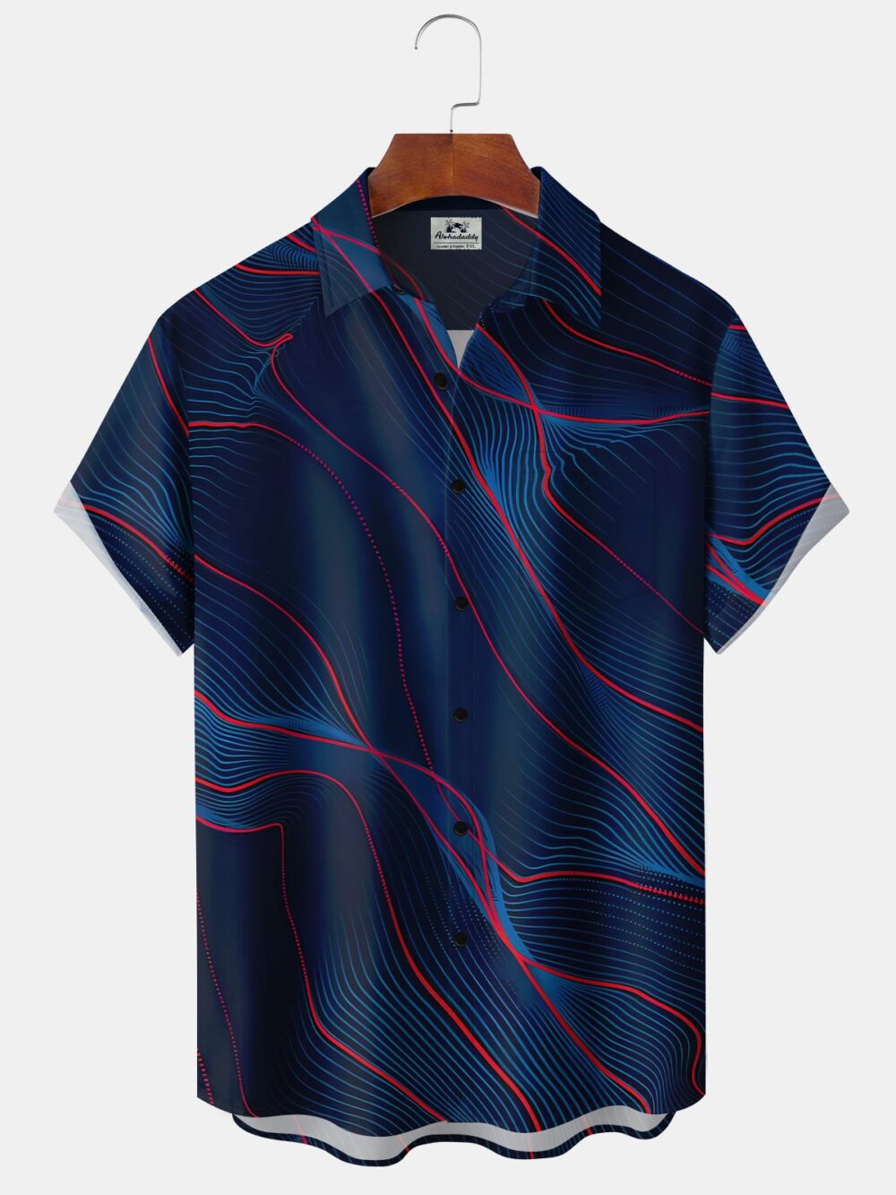 Retro 3D Art Gradient Lines Geometric Hawaiian Shirt BGR2765120 - Boogor