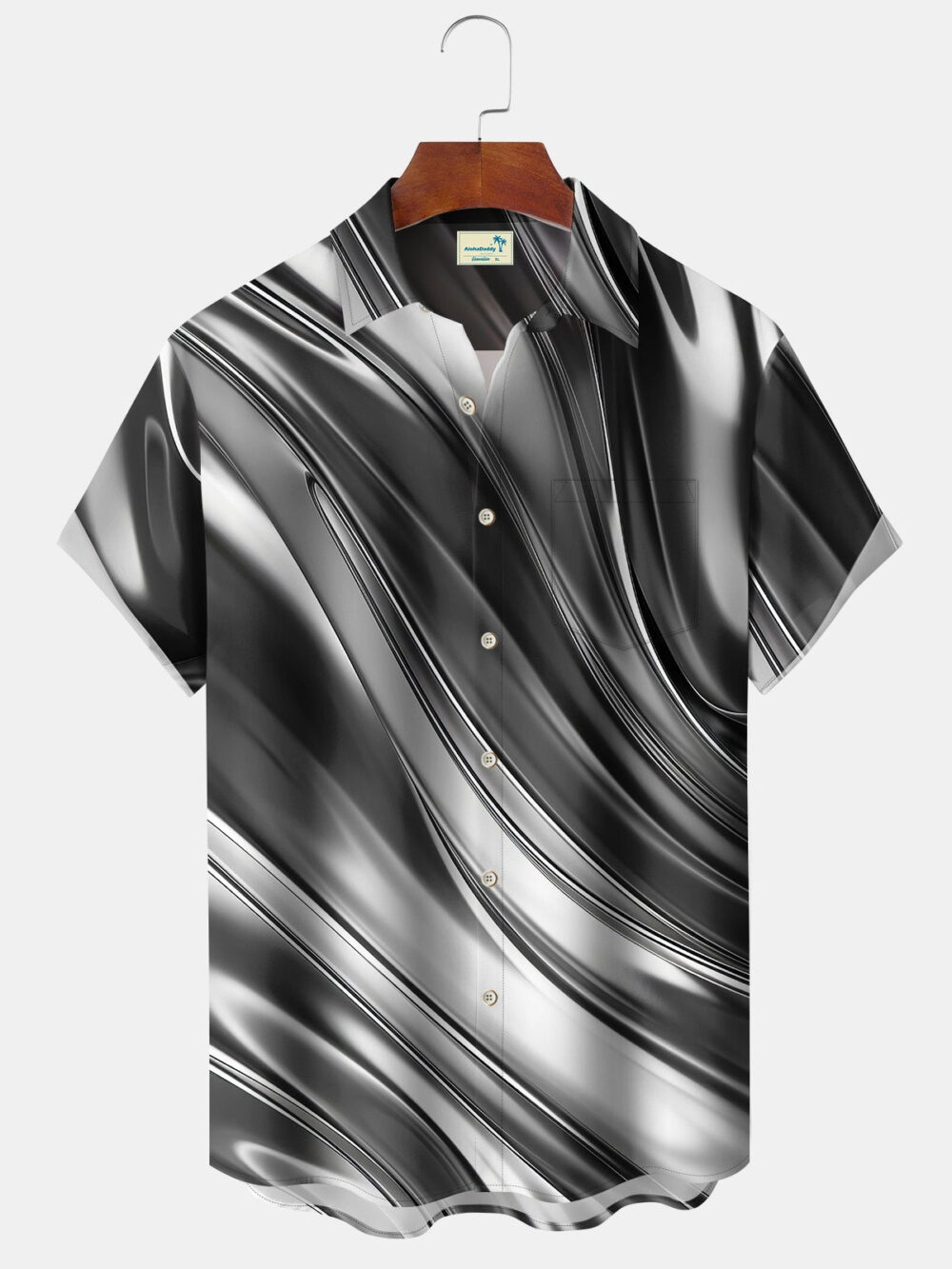 Retro 60s Gradient Line Geometric Men's Hawaiian Shirt BGR2765315 - Boogor