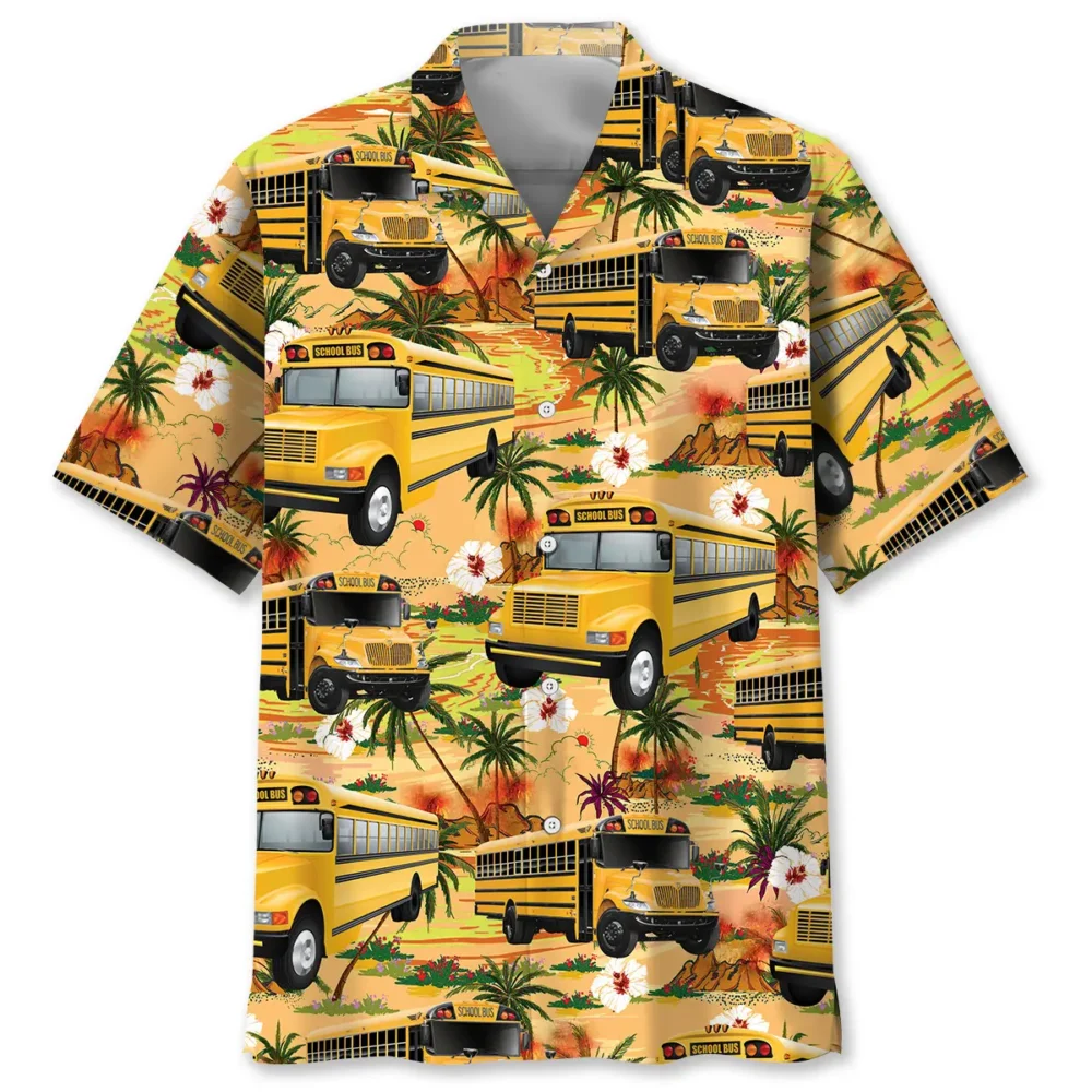 Retro Beach School Bus Hawaiian Shirt BGR2764760 - Boogor