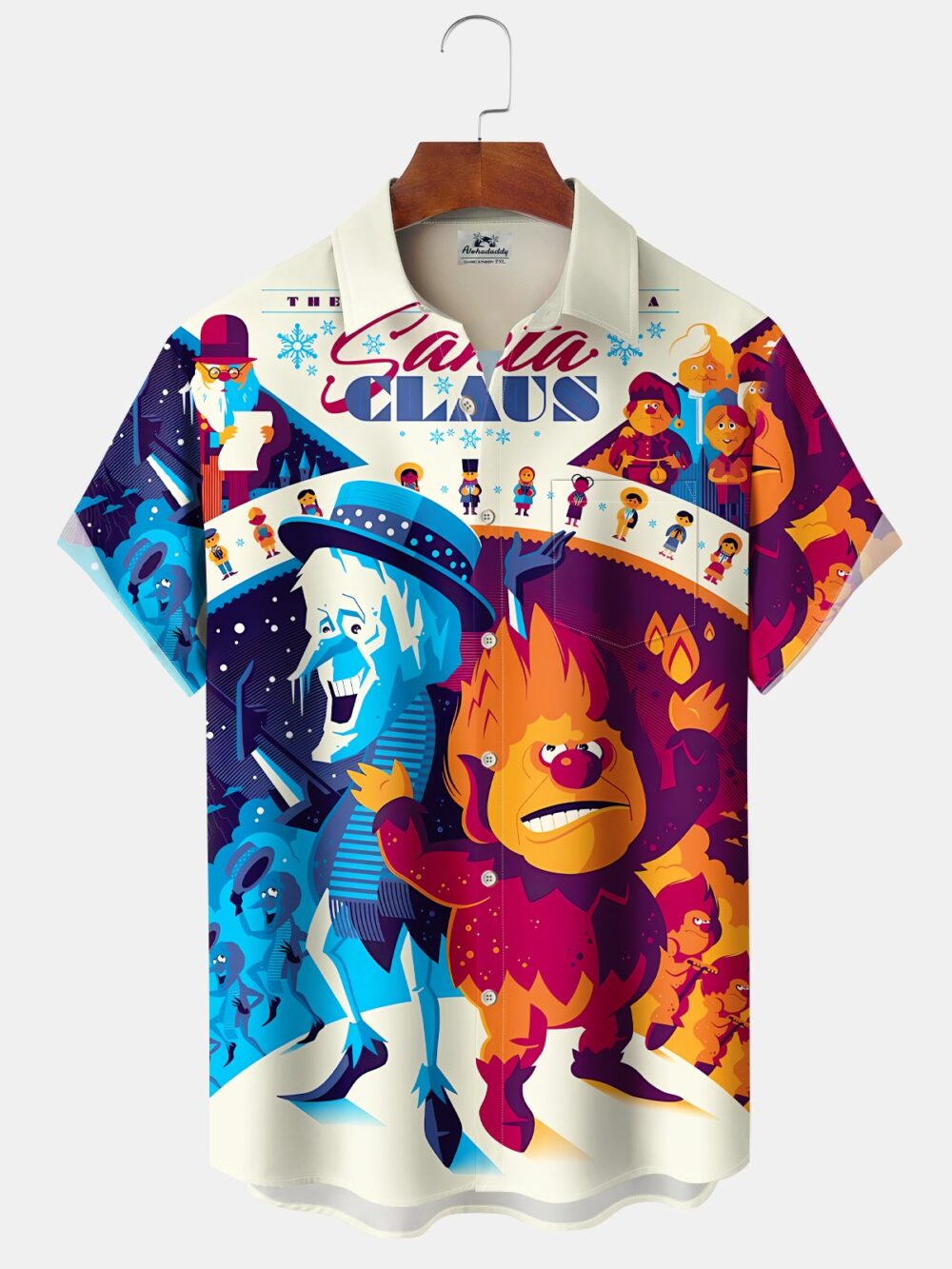 Retro Cartoon Holiday Christmas Santa Claus Hawaiian Shirt BGR2765368 - Boogor