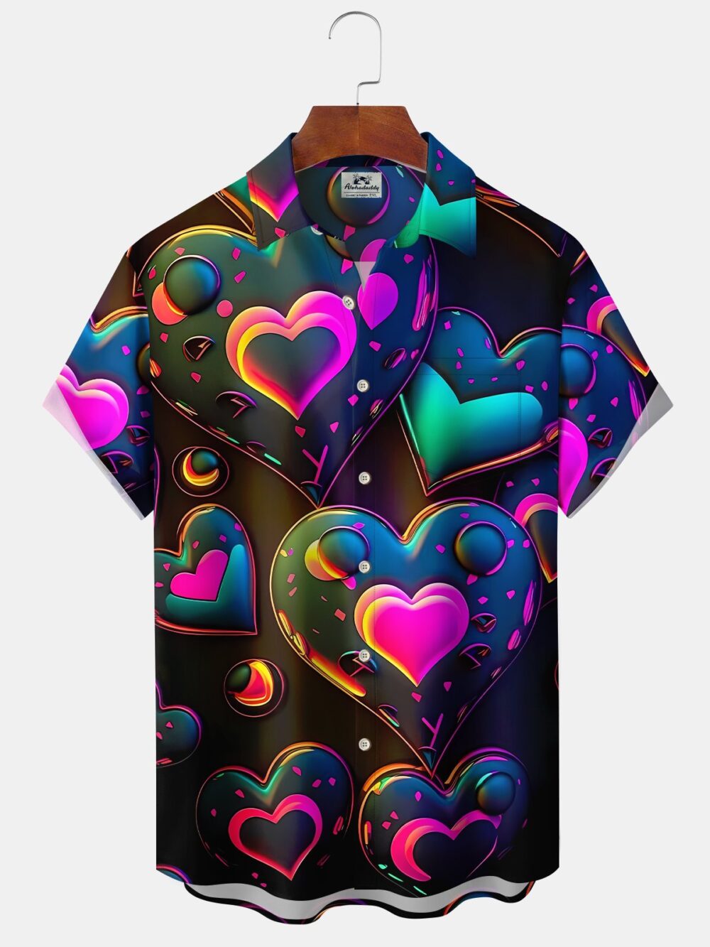 Retro Holiday Men's Valentine's Day 3D Heart Abstract Gradient Hawaiian Shirt BGR2765126 - Boogor
