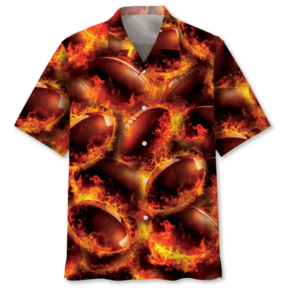 Rugby Ball Fire Hawaiian Shirt BGR2764717 - Boogor