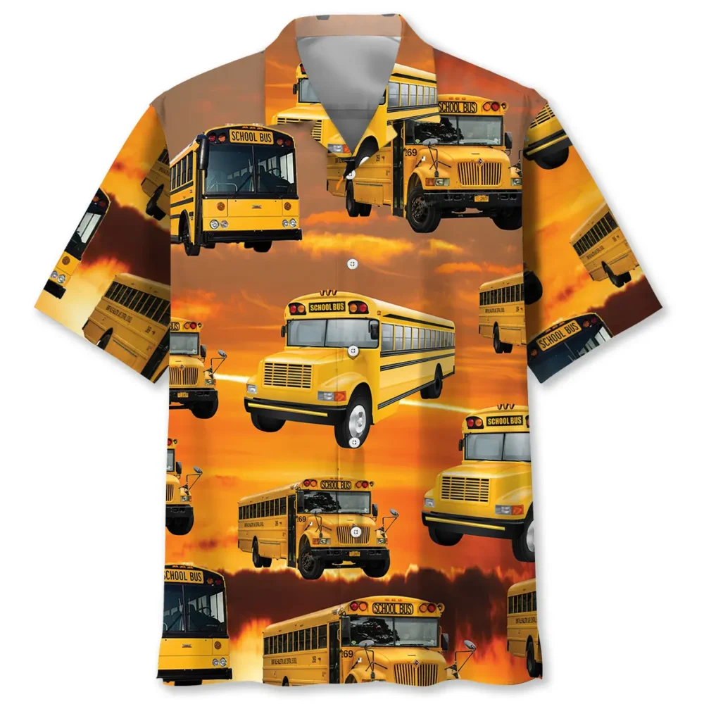 School Bus Sunset Hawaiian Shirt BGR2764788 - Boogor