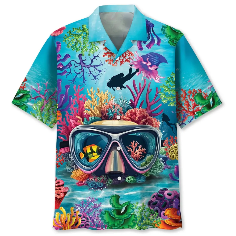 Scuba Diving Coral Mask Hawaiian Shirt BGR2764982 - Boogor