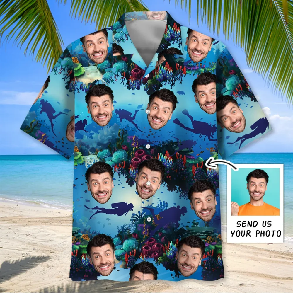 Scuba Diving Custom Photo Hawaiian Shirt BGR2764894 - Boogor