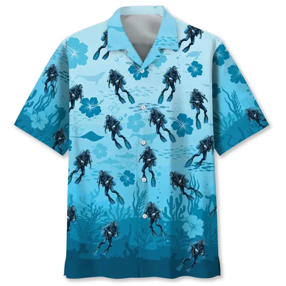 Scuba Diving Hibiscus Hawaiian Shirt BGR2764983 - Boogor