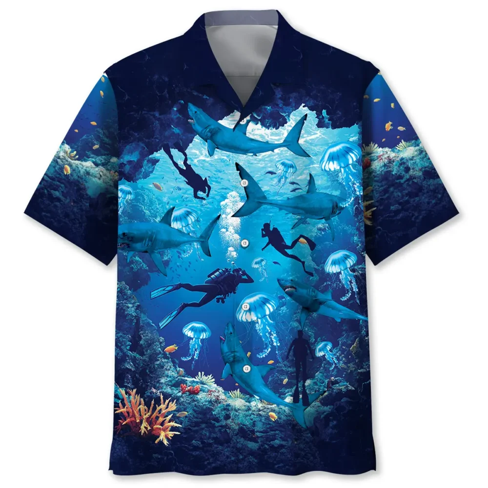 Scuba Diving Shark Hawaiian Shirt BGR2764984 - Boogor