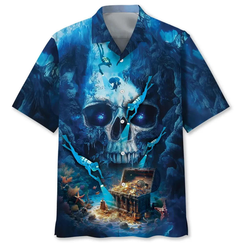 Scuba Diving Skull Cave Hawaiian Shirt BGR2764985 - Boogor