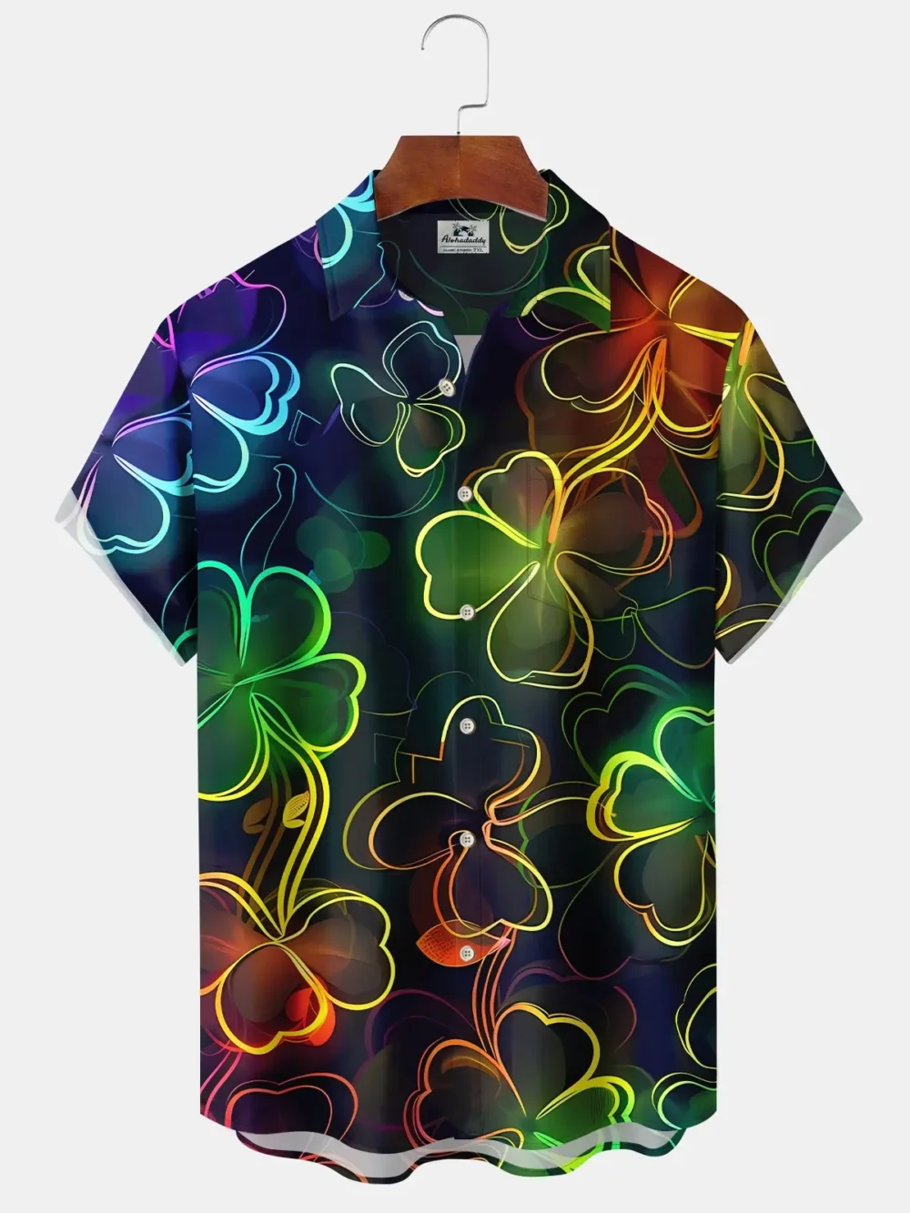 Shamrock Neon Gradient St. Patrick's 3D Hawaiian Shirt BGR2765115 - Boogor