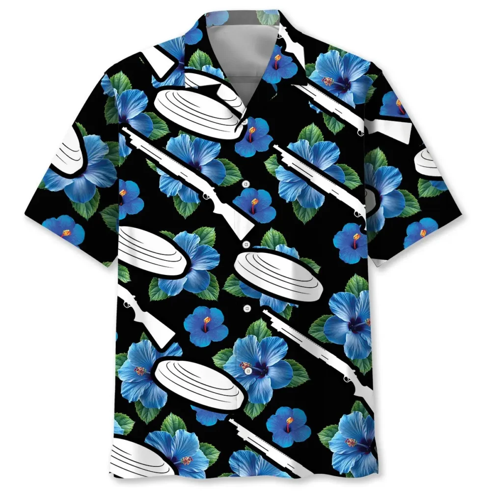 Skeet Shooting Hibiscus Blue Hawaiian Shirt BGR2765000 - Boogor