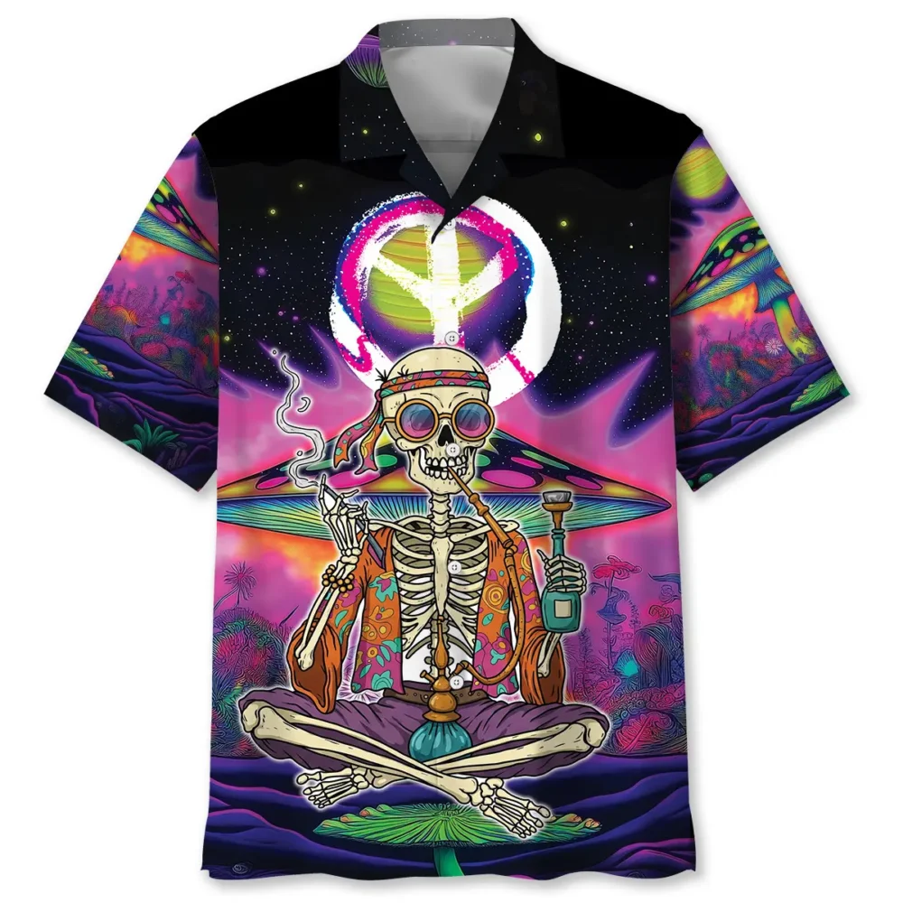 Skull Hippie Style Hawaiian Shirt BGR2764980 - Boogor