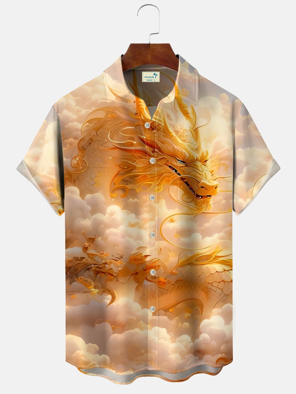 Sky Clouds Dragon Men's Buttons Casual Hawaiian Shirt BGR2765096 - Boogor