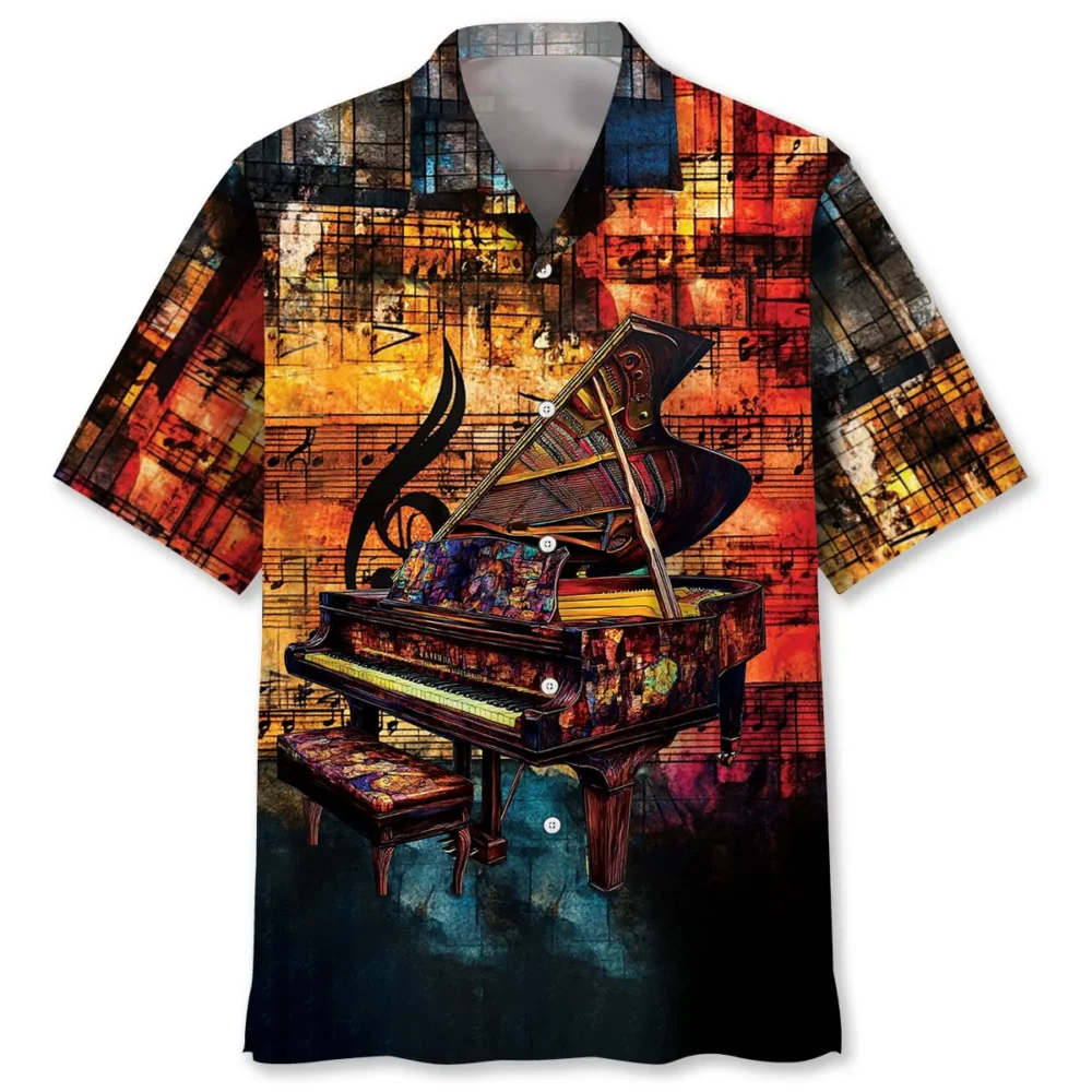 Stained Glass Grand Piano Hawaiian Shirt BGR2764840 - Boogor