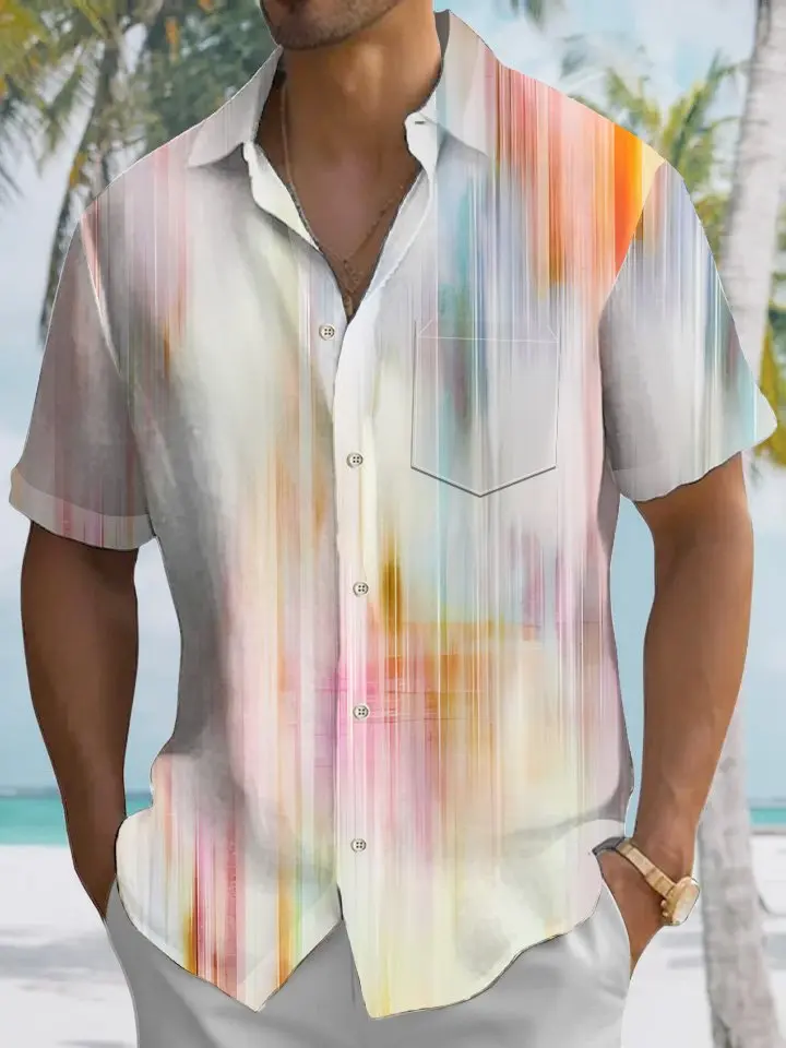 Summer 3D Art Geometric Lines Leisure Vacation Hawaiian Shirt BGR2765071 - Boogor