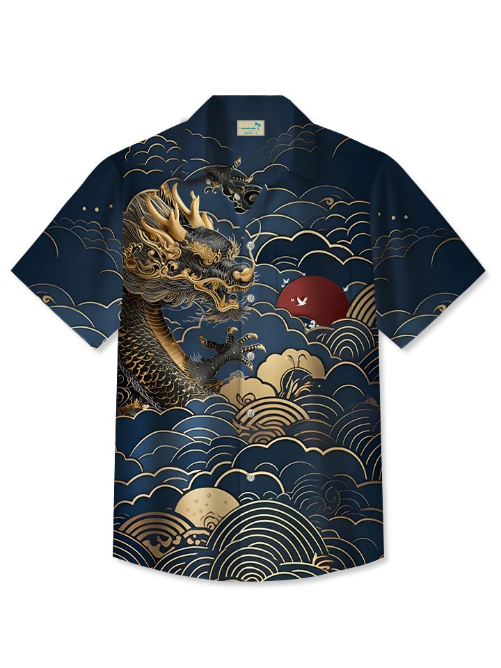 Summer Beach Clouds Dragon Casual Vacation Hawaiian Shirt BGR2765256 - Boogor