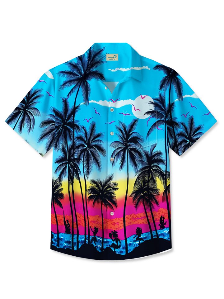 Summer Beach Coconut Tree Casual Vacation Hawaiian Shirt BGR2765321 - Boogor