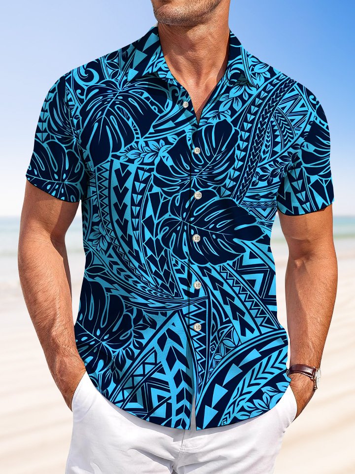 Summer Beach Leaves Casual Vacation Hawaiian Shirt BGR2765185 - Boogor