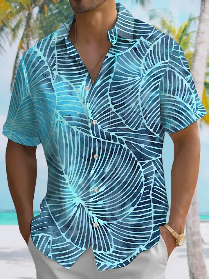 Summer Beach Leaves Gradient Casual Vacation Hawaiian Shirt BGR2765200 - Boogor