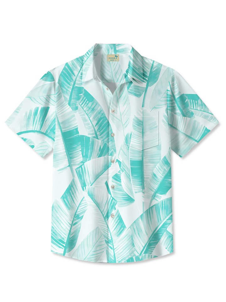 Summer Beach Leaves Gradient Tropical Vegetation Casual Vacation Hawaiian Shirt BGR2765307 - Boogor