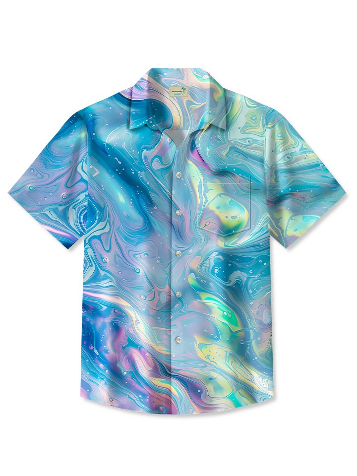 Summer Corrugated Metallic Rainbow Casual Vacation Hawaiian Shirt BGR2765051 - Boogor
