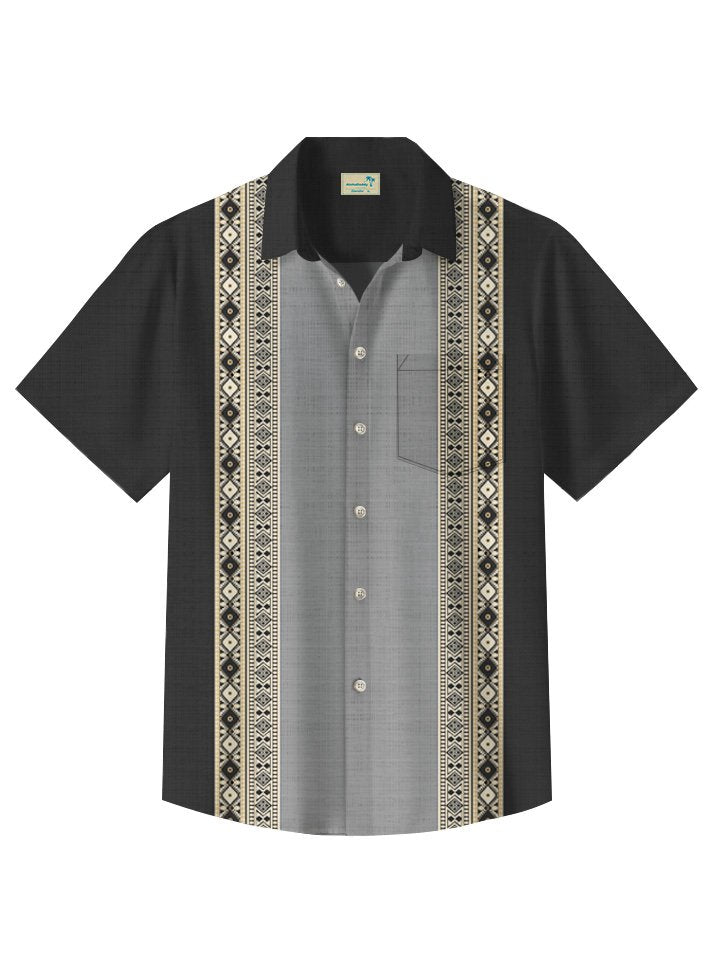 Summer Ethnic Pattern Commuting Casual 50s Vintage Bowling Hawaiian Shirt BGR2765359 - Boogor