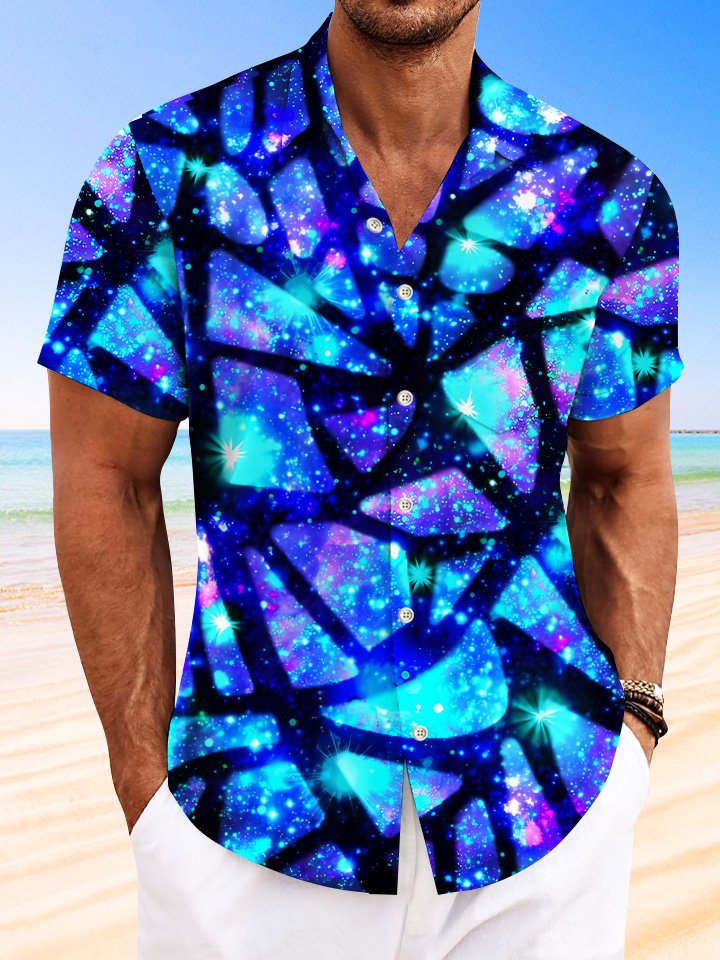 Summer Geometric 3D Gradient 3D Casual Vacation Hawaiian Shirt BGR2765373 - Boogor