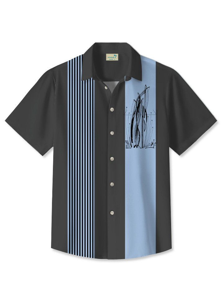 Summer Geometric Lines Commuting Simple Casual Hawaiian Shirt BGR2765054 - Boogor