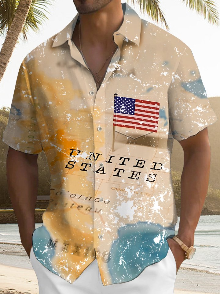 Summer Holiday Flag Independence Day Casual Vacation Hawaiian Shirt BGR2765060 - Boogor