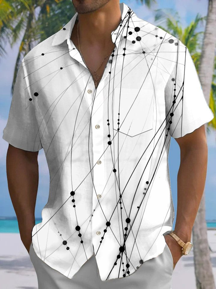 Summer Lines Curves Geometric Pattern Casual Vacation Hawaiian Shirt BGR2765192 - Boogor