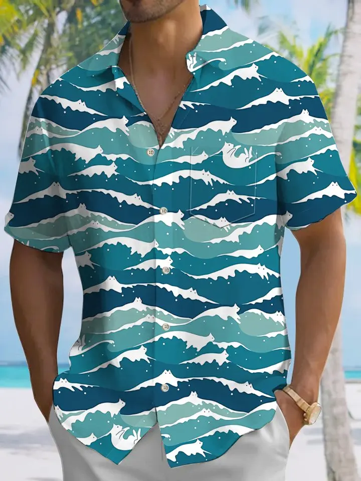 Summer Ocean Waves Animal Casual Vacation Hawaiian Shirt BGR2765064 - Boogor