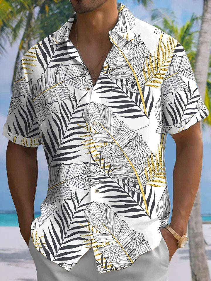 Summer Plant Leaves Beach Casual Vacation Hawaiian Shirt BGR2765052 - Boogor