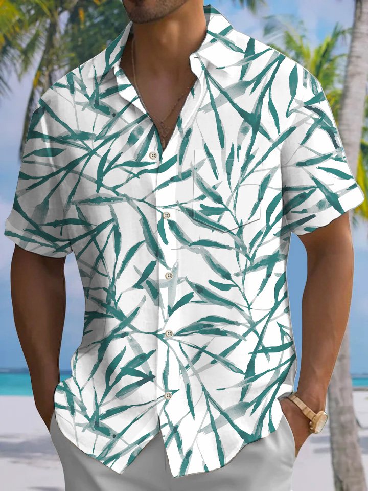 Summer Plant Leaves Beach Casual Vacation Hawaiian Shirt BGR2765053 - Boogor