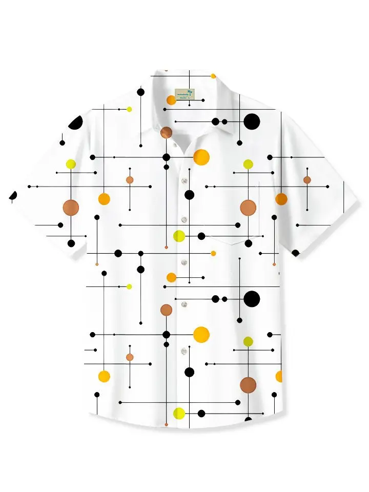 Summer Tropical Lines Geometric Pattern Casual Vacation Hawaiian Shirt BGR2765365 - Boogor