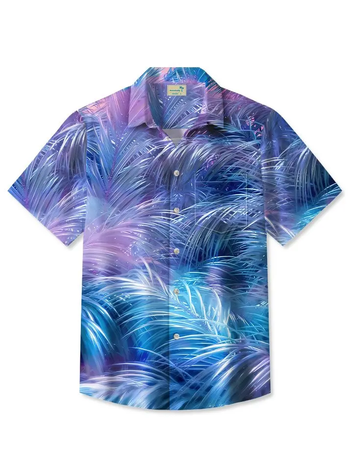 Summer Tropical Plant Leaves Beach Vacation Casual Hawaiian Shirt BGR2765294 - Boogor